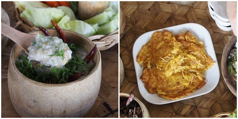 阿卡稀飯（左）和煎蛋