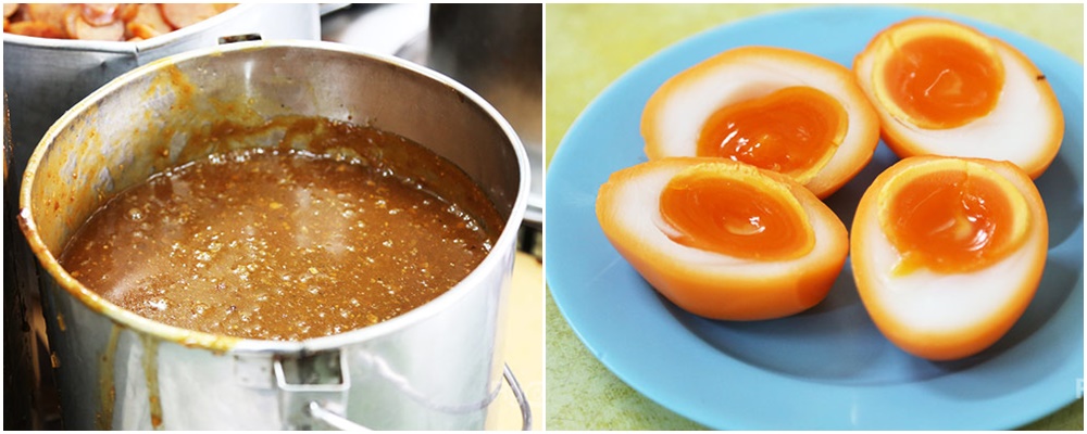 紅燴甜汁（左）與溏心蛋。