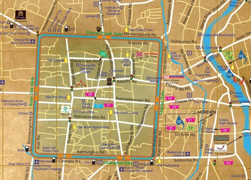 清邁古城呈現四方形。