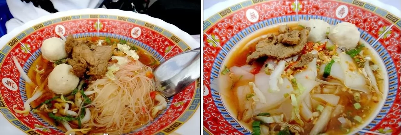 米粉湯（左）與河粉湯。