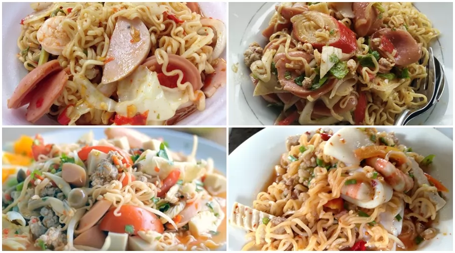 各種不同配料的涼拌酸辣MaMa麵。