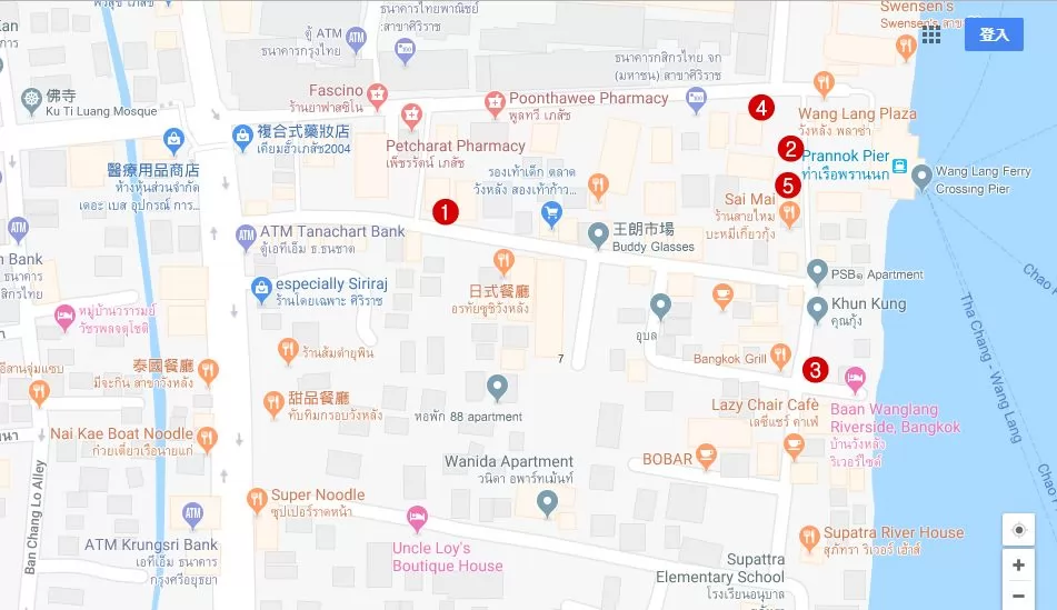 5美食大致位置圖。