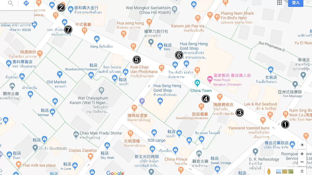 7美食大致所在的位置圖。