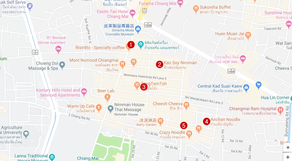 5美食大致所在位置圖。