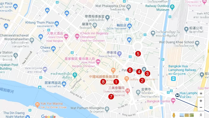 8家咖啡店分佈位置圖。