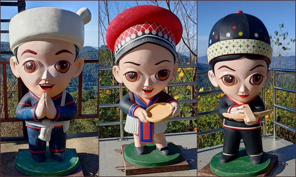 帕黨村周邊居住的少數民族雕像。