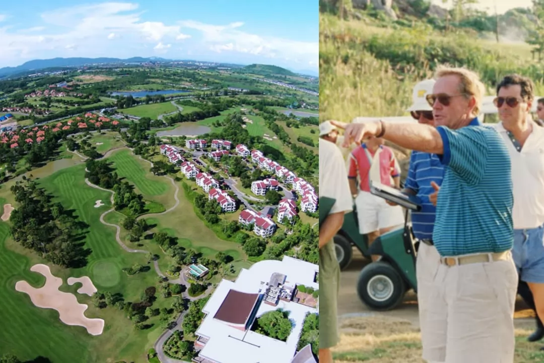 尼克勞斯(右)指點球場的設計。